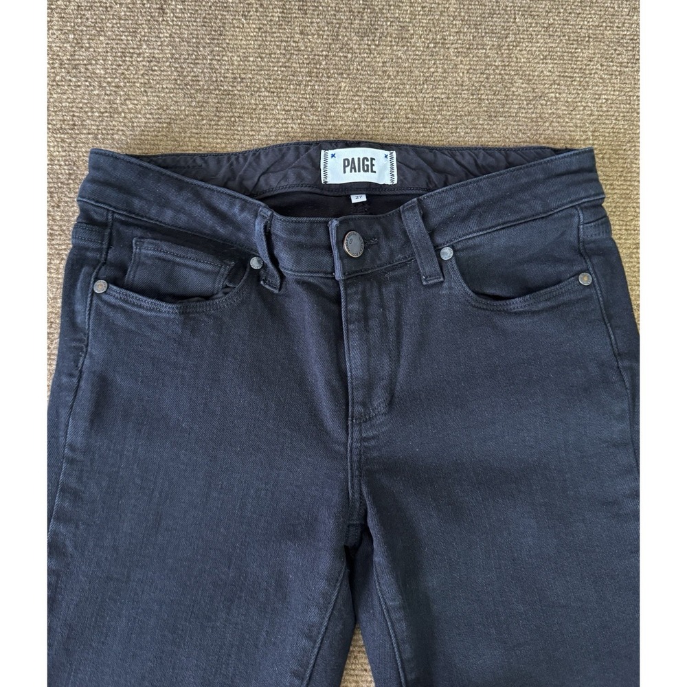 PAIGE Skyline Skinny Jeans Women's 27 Black Mid Rise Stretch Made in USA - Picture 2 of 15